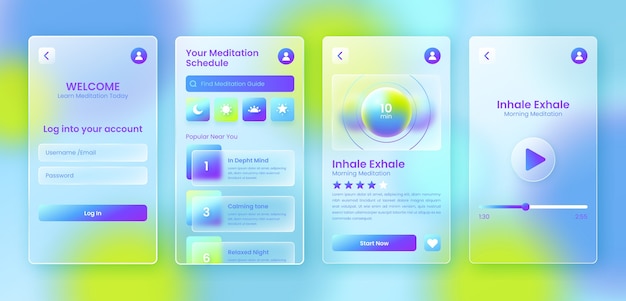 Gradient glassmorphism mobile app template