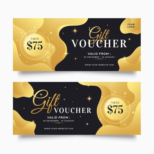 Free Vector gradient golden gift voucher banners