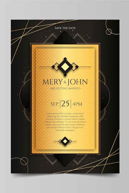 Free Vector gradient golden luxury wedding invitation