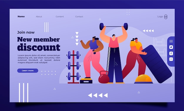 Gradient gym and fitness design template