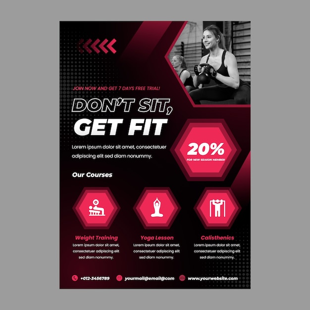 Free Vector gradient gym poster