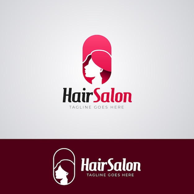 Gradient hair salon haircut logo template