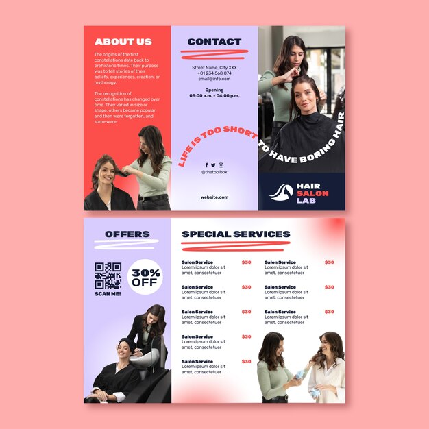 Gradient hair salon lab brochure