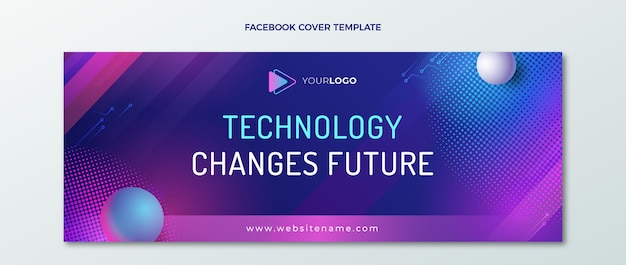 Gradient halftone technology facebook cover