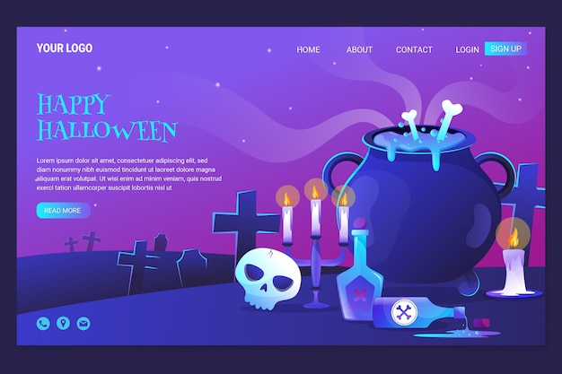 Gradient halloween landing page template