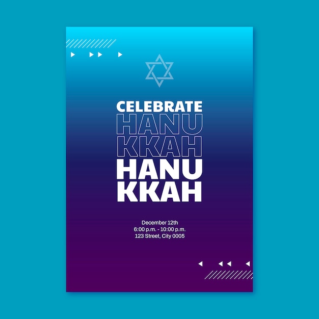 Gradient hanukkah party invitation