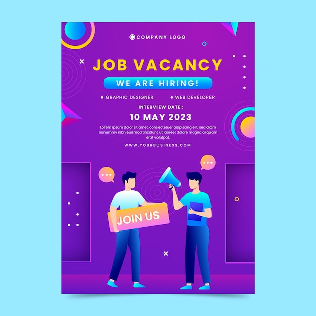 Free Vector gradient hiring poster design