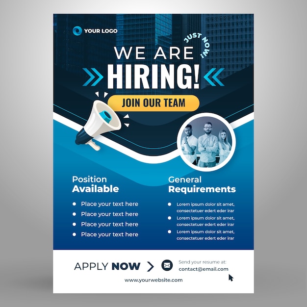 Free Vector gradient hiring poster template