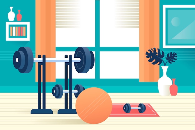 Free Vector gradient home gym illustration