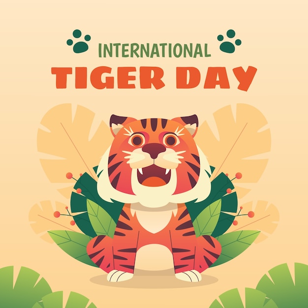 Free vector gradient illustration for international tiger day celebration