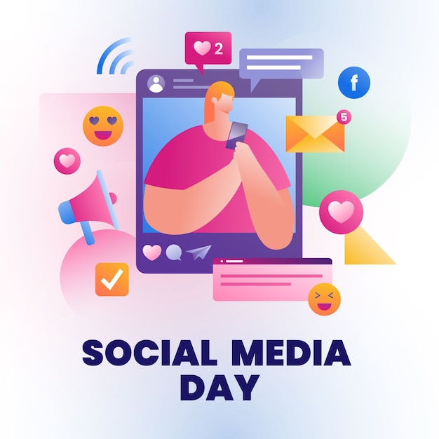 Free Vector gradient illustration for social media day