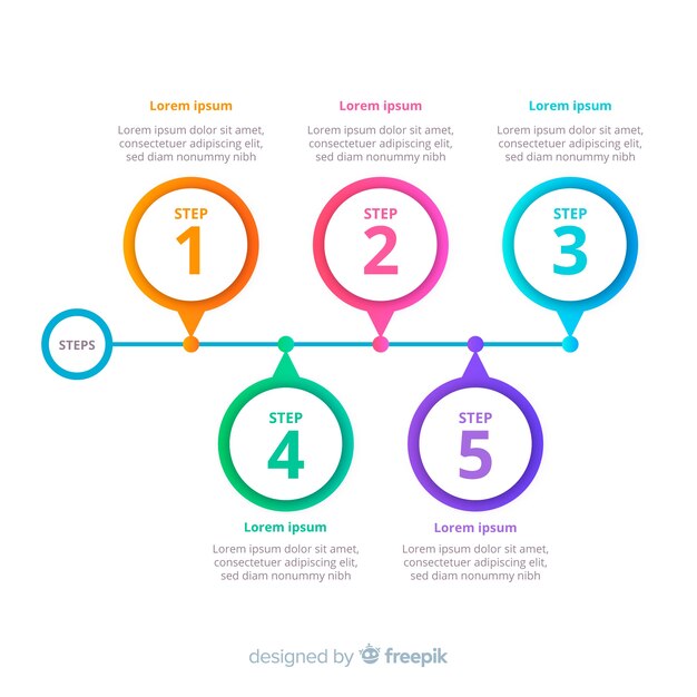 Gradient infographic steps