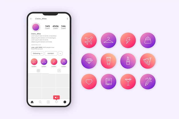 Free Vector gradient instagram highlights