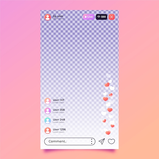 Free Vector gradient instagram live interface template