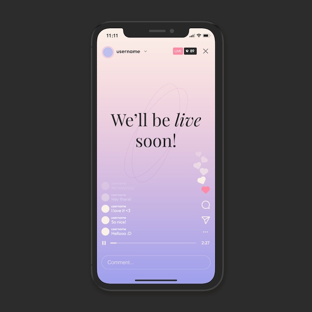 Gradient instagram live interface template