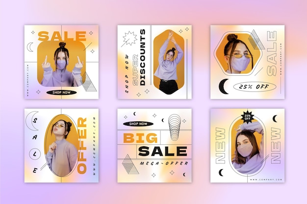 Gradient instagram sale posts collection with photo