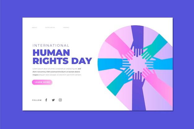 Free Vector gradient international human rights day landing page template