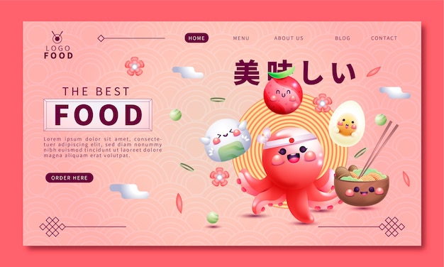 Gradient japanese restaurant landing page