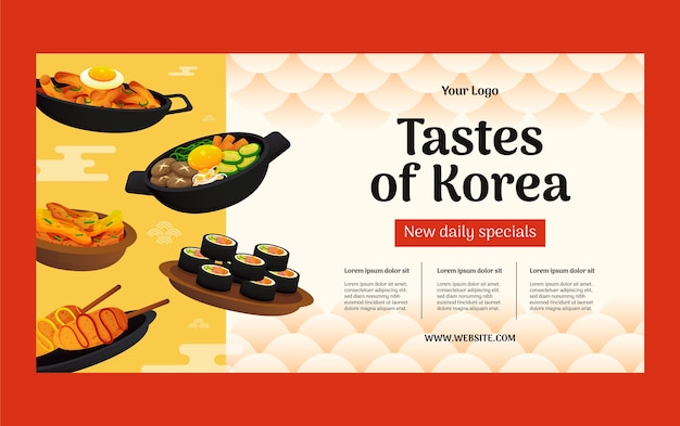 Free Vector gradient korean restaurant facebook post