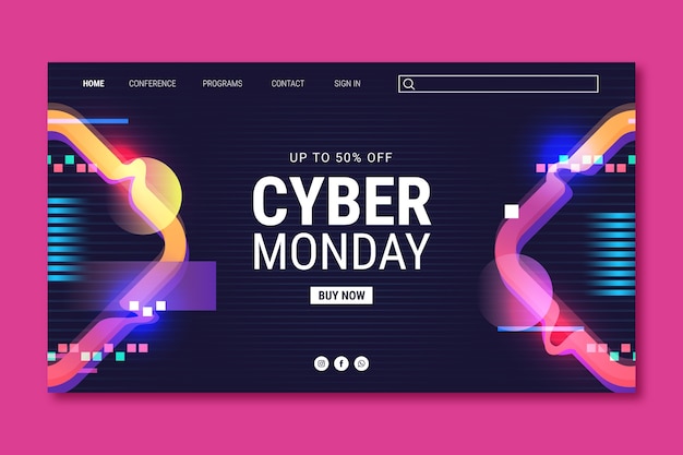 Free Vector gradient landing page template for cyber monday sale