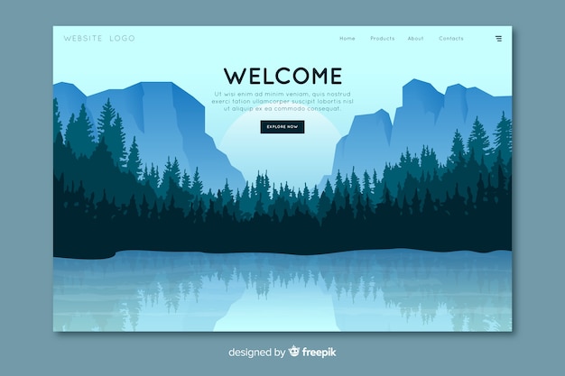 Gradient landscape welcome landing page