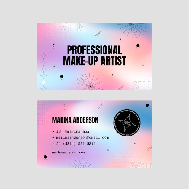 Free Vector gradient makeup artist horizontal business card template