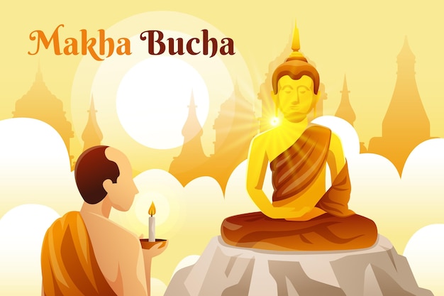 Free Vector gradient makha bucha day