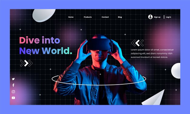 Gradient metaverse concept landing page