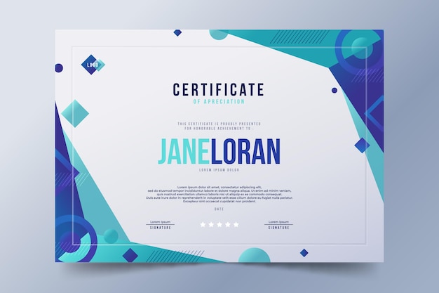 Free Vector gradient modern certificate template