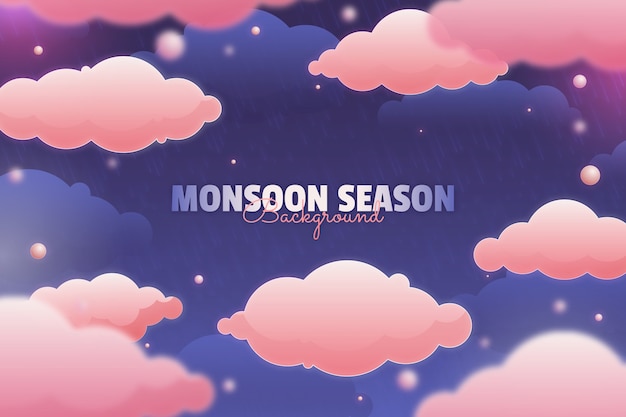 Free Vector gradient monsoon season background with clouds