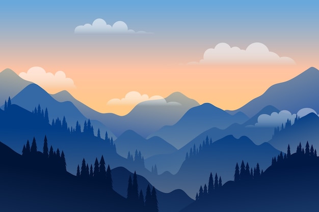 Free Vector gradient mountain landscape