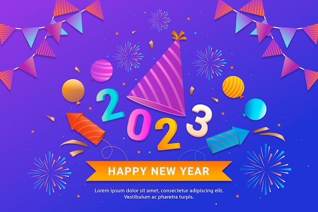 Free vector gradient new year 2023 background