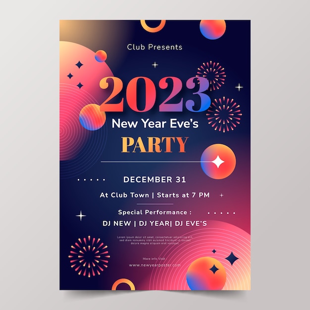 Free vector gradient new year 2023 vertical poster template