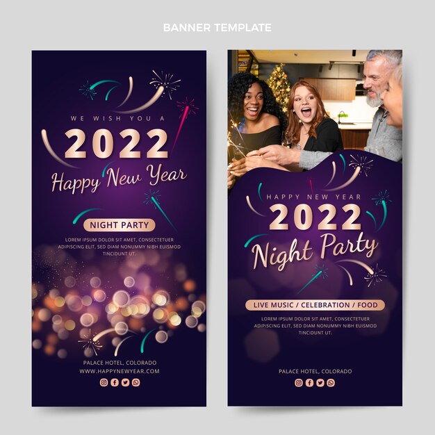 Gradient new year vertical banners set