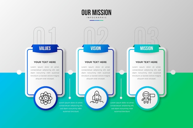 Free vector gradient our mission infographics