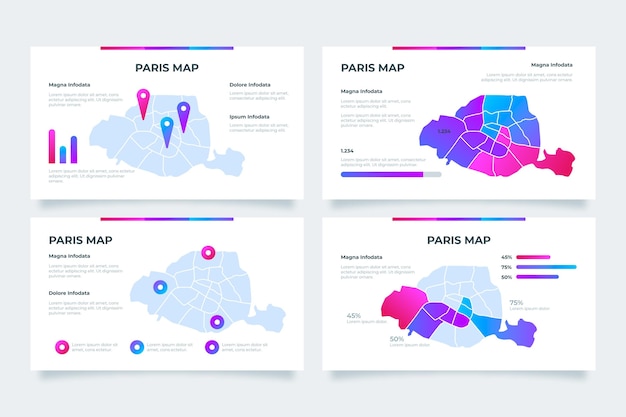 Gradient paris map infographics