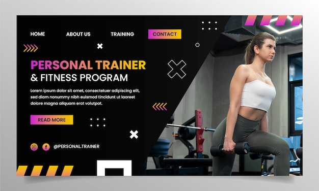 Free Vector gradient personal trainer landing page