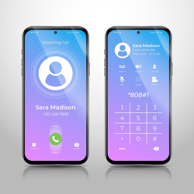 Free Vector gradient phone call screen interface illustration