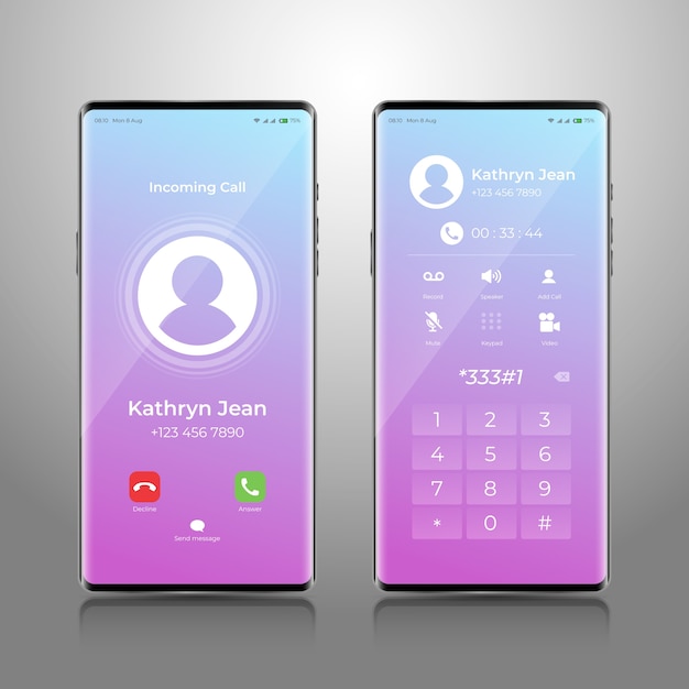 Free Vector gradient phone call screen interface illustration