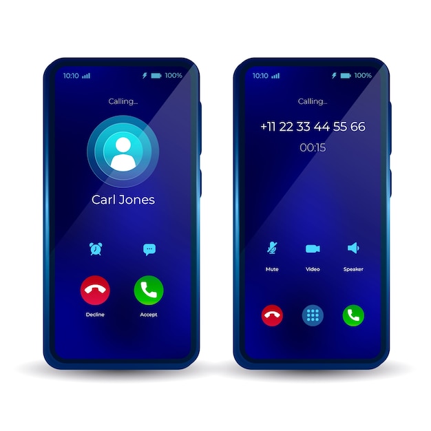 Free Vector gradient phone call screen interface illustration