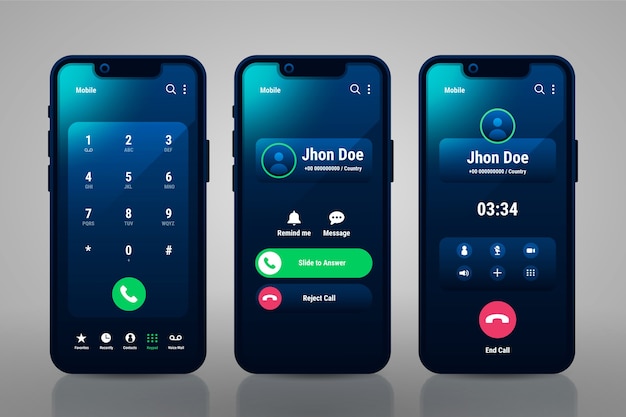 Free Vector gradient phone call screen interface illustration