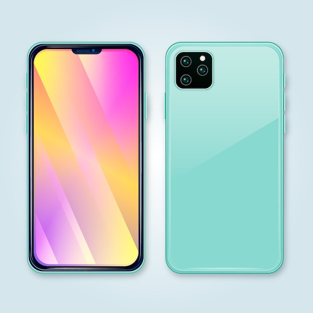 Free vector gradient phone screen of and light blue case