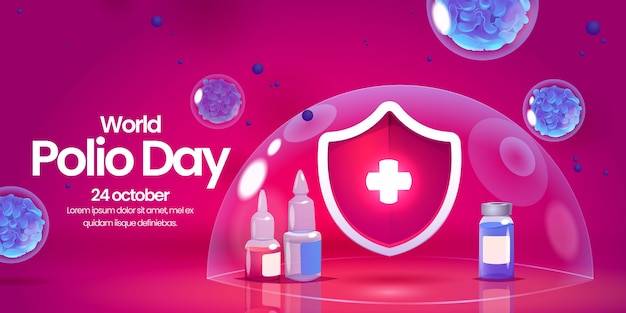 Free vector gradient polio day background with shield