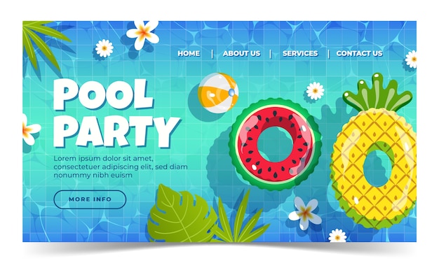 Free Vector gradient pool party celebration landing page