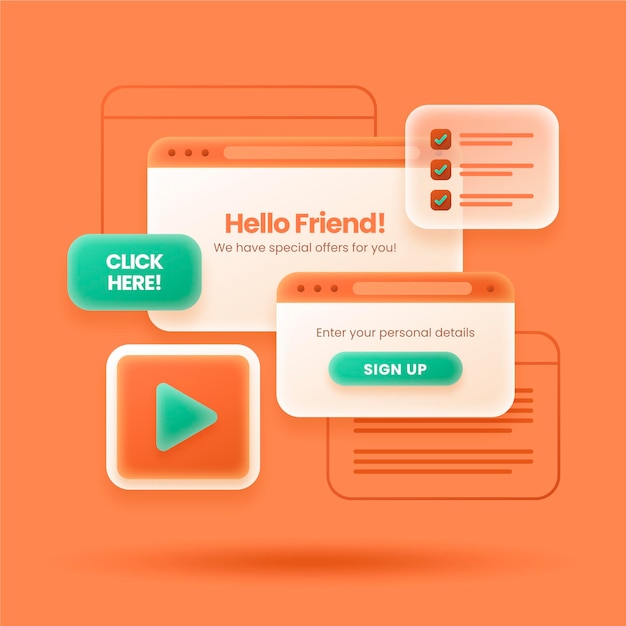 Free vector gradient pop up ui ux design