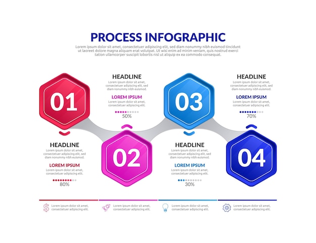 Free Vector gradient process infographic template