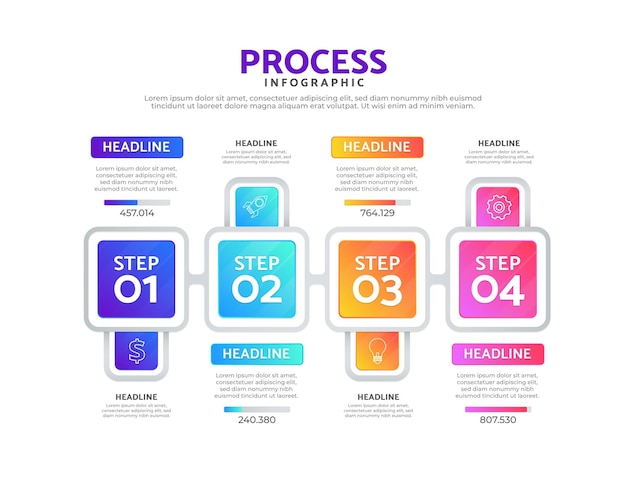 Free Vector gradient process infographic template