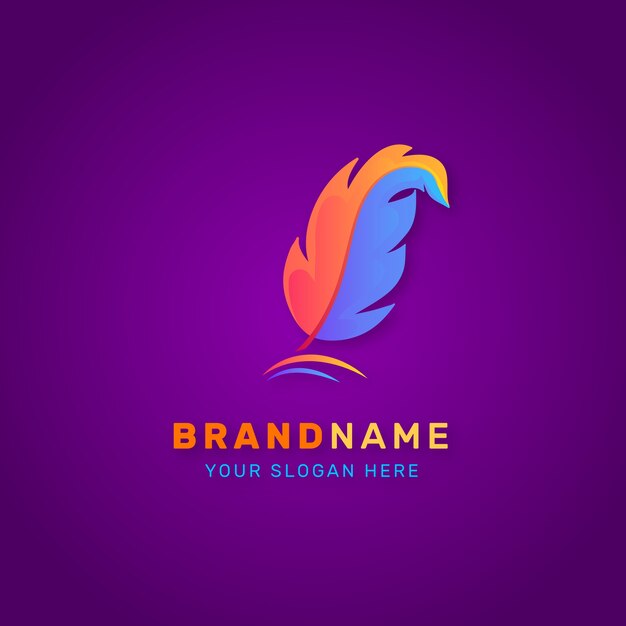 Gradient quill pen logo design template