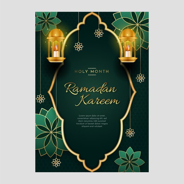 Gradient ramadan greeting card template