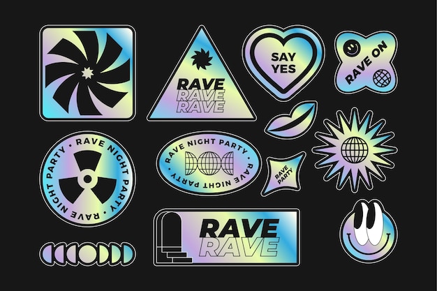 Free Vector gradient rave party sticker